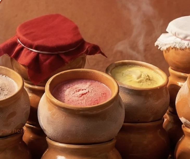 Matka kulfi setting slowly in traditional earthen pots at the Wathanzi manufacturing unit in Kolkata